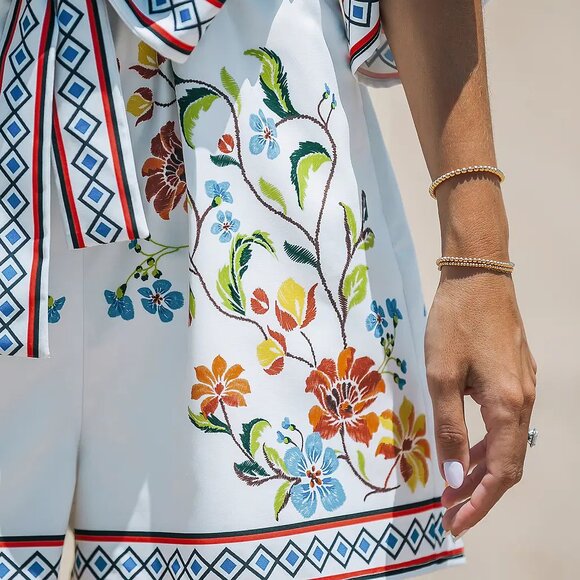 Cupshe White Floral Surplice Half Sleeve Romper Size XL | NWT - Picture 3 of 4